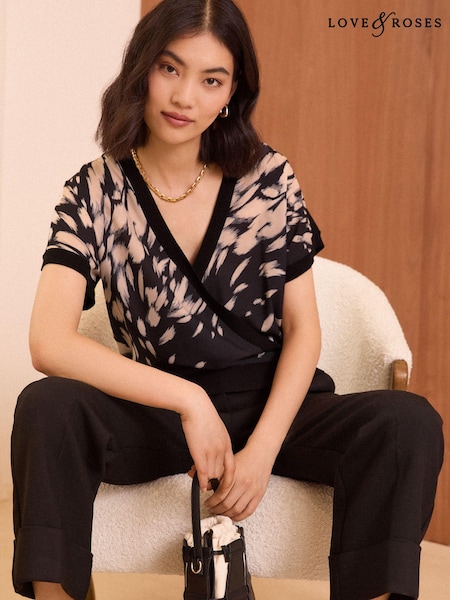 Love & Roses Mono Fine Gauge Woven Mix Wrap Jumper (N96774) | 99 QAR
