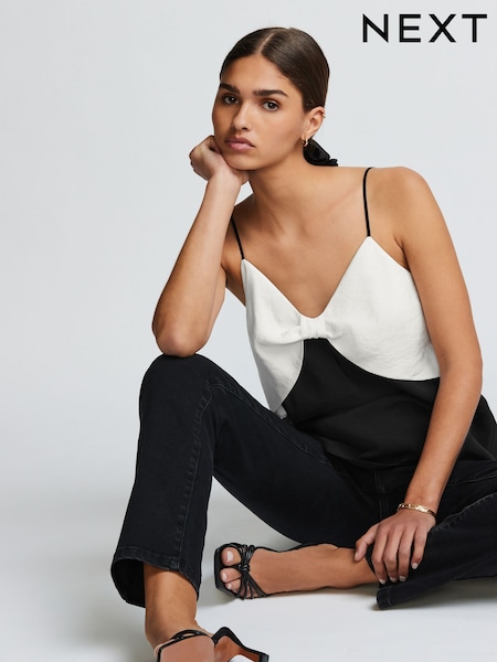 Black/Ecru Bow Cami Top (N96788) | €6