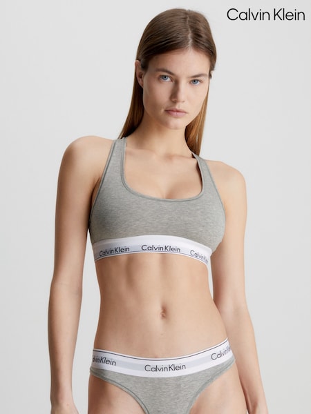 Calvin Klein Grey Modern Cotton Logo Bralette (N96821) | €24