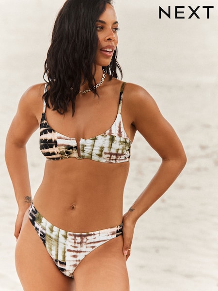 Negru/Kaki Tie dye - Rochelle Humes Trim Decupat/Trei sferturi Bikini (N97179) | 98 LEI