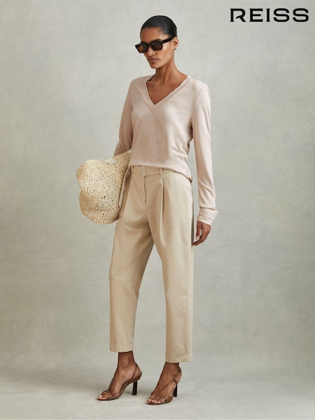 Reiss Stone Brady Jersey V-Neck Top (N97271) | €95