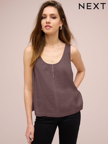 Burgundy Sleeveless Scoop Cami Top (N97280) | AED67