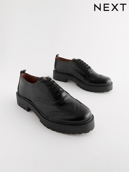 Черный - Forever Comfort® Chunky Brogue Lace-Up Shoes (N97282) | €41