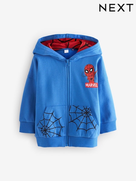 Blue/Red Spider-Man Zip Through 100% Cotton Hoodie (3mths-8yrs) (N97295) | € 26 - € 28