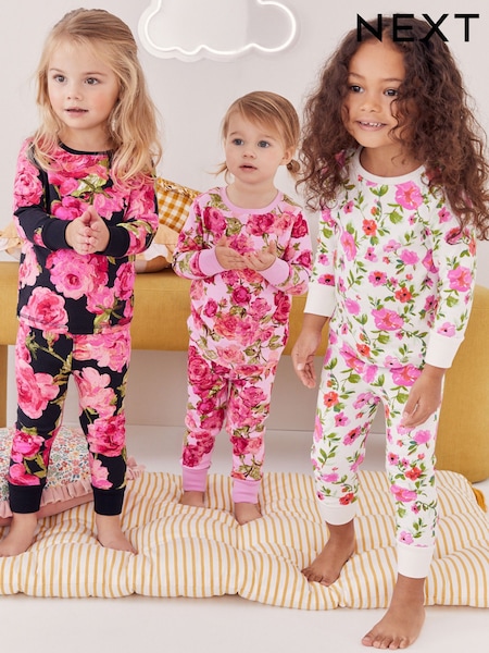Rosa/negro - Floral Snuggle Pyjamas 3 Pack (9mths-16yrs) (N97305) | 33 € - 48 €