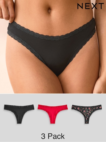 Musta/Punainen - Knickers 3 Pack (N97307) | €10