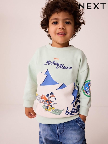 Blue Skiing Mickey Mouse Crew Neck Sweatshirt (3mths-8yrs) (N97328) | €16 - €18