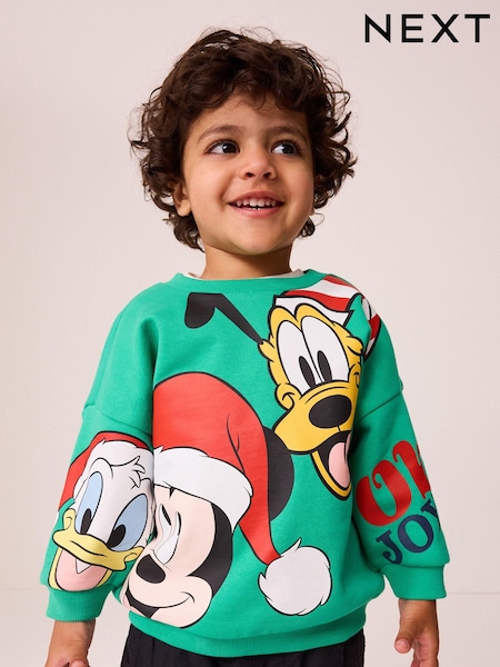 Green Christmas Mickey Mouse Crew Neck Sweatshirt (3mths-8yrs) (N97333) | € 9 - € 10