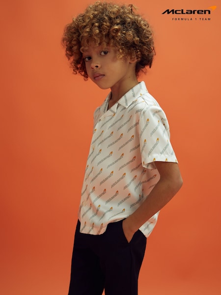 Reiss x McLaren F1 Team White Multi 3-9 yrs McLaren F1 Monte Carlo Cuban Collar Shirt (N97344) | €64