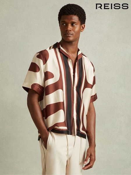 Reiss Tom Relaxed Printed Cuban Collar Shirt (N97378) | ‏933‏₪
