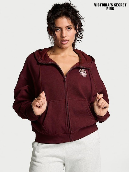 Victoria's Secret PINK Purple Rose Zip Up Fleece Hoodie (N97399) | €52