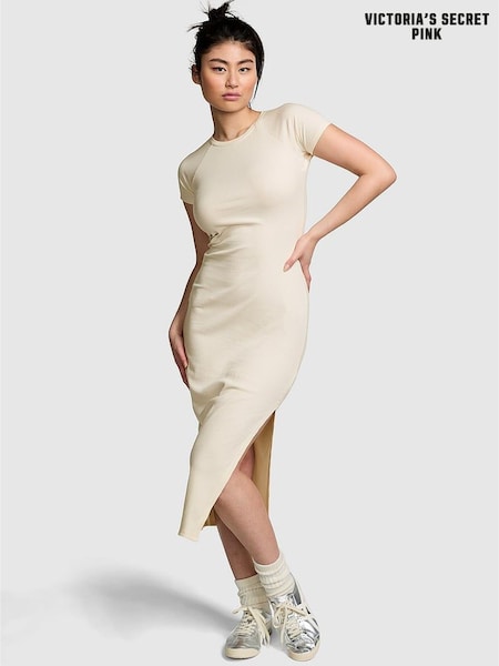 Victoria's Secret PINK White Shell Short Sleeve Midi Dress (N97418) | €21