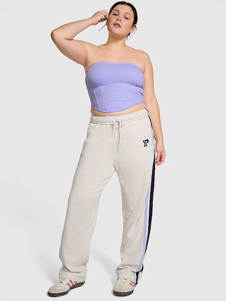Victoria's Secret PINK Heather Oatmeal Beige Wide Leg Fleece Joggers (N97492) | €52