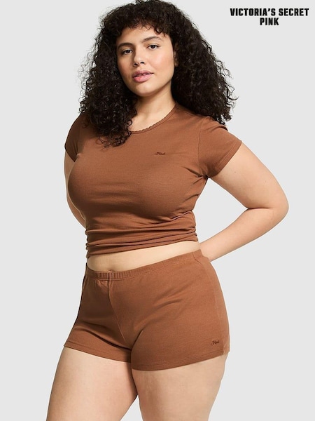 Victoria's Secret PINK Nude Caramel Cotton Pyjama Shorts (N97503) | €22.50