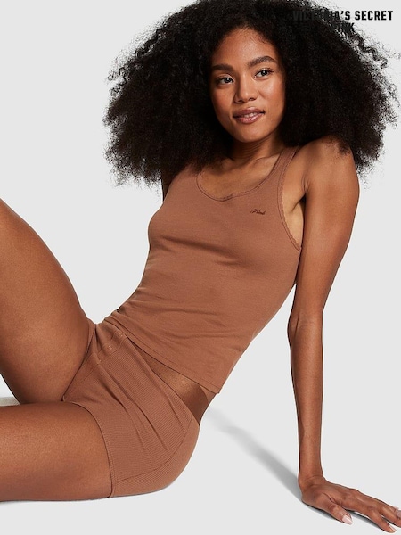 Victoria's Secret PINK Nude Caramel Cotton Pyjama Vest Top (N97546) | €18.50