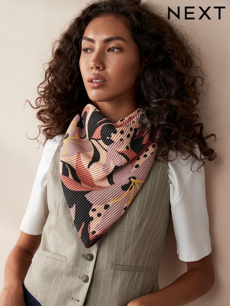 Rjasto rjava abstrakcija - Plisse Square Scarf (N97581) | € 9