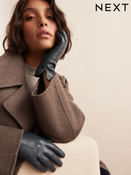 Navy Blue Leather Gloves (N97599) | €23