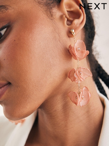 Pink - Flower Drop Earrings (N97655) | 12 €