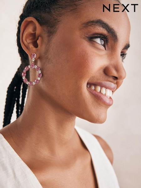 Pink - Sparkle Drop Earrings Made With Recycled Zinc (N97656) | 7 €
