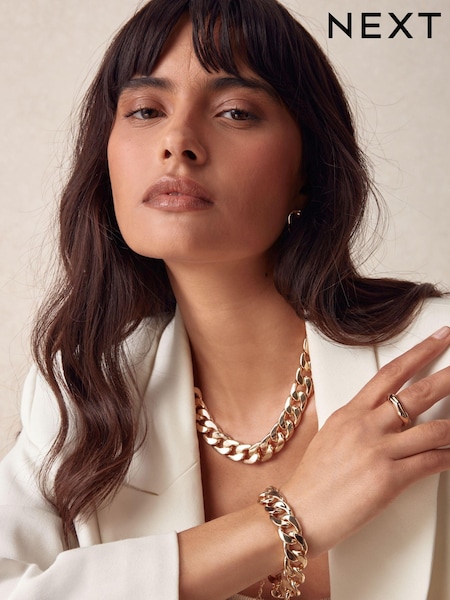 Guld ton - Chunky Chain Bracelet (N97669) | kr160