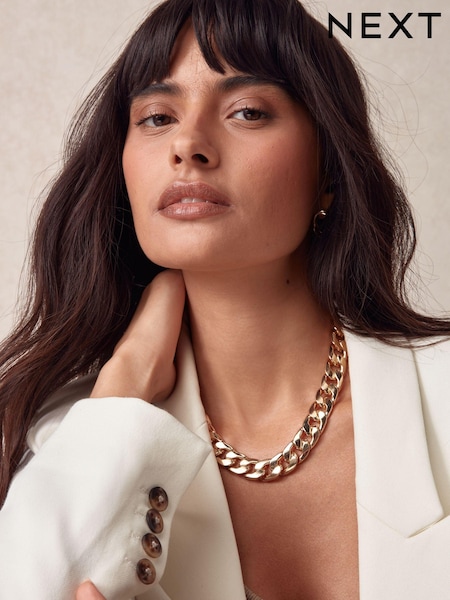 Guld ton - Chunky Chain Necklace (N97691) | kr260