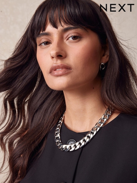 Silver Tone Chunky Chain Necklace (N97692) | €18