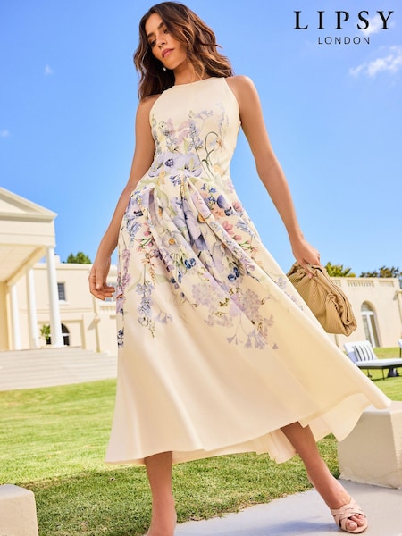 Lipsy Ivory White Sleeveless Racer Midi Dress (N97712) | €47