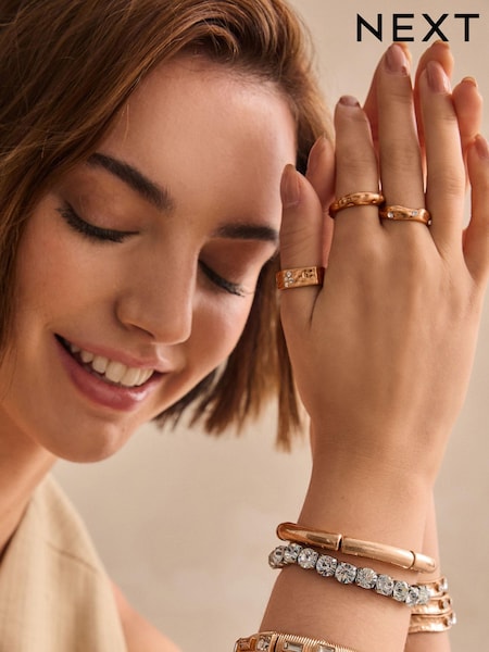 Gold Tone Recycled Metal Chunky Sparkle Molten Rings (N97716) | €6.50