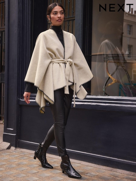 Бежевый/черный - Whipstitch Cape Jacket (N97732) | €24