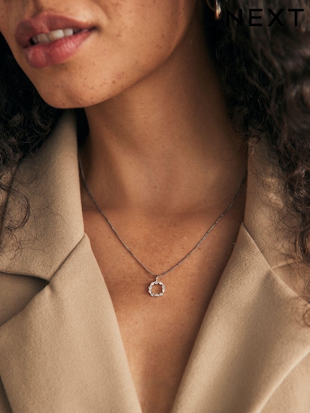 Sterlingsilber - Circle Cubic Zirconia Detail Necklace (N97748) | 19 €