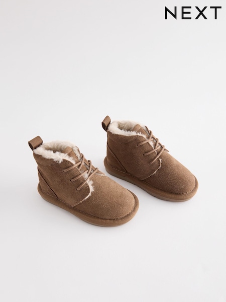 Tan Brown Lace Up Warm Lined Suede Boots (N97756) | €25 - €31
