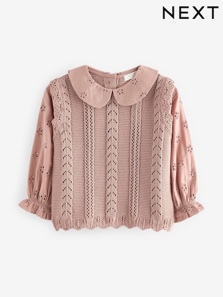 Pink 100% Cotton Collar Jumper (3mths-7yrs) (N97758) | €9 - €11
