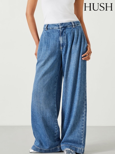 Hush Blue Lya Pleated Wide Leg Jeans (N97939) | €122