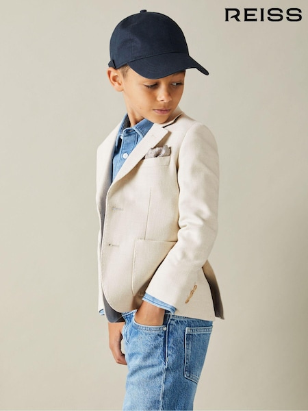 Reiss Stone Aphrodite 9-13 yrs Slub Check Single Breasted Blazer (N97993) | €155
