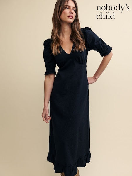 Nobodys Child Plain Delilah Midi Black Dress (N97998) | €41.50