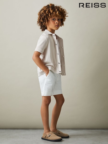 Reiss Off White Eden 3-9 yrs Towelling Cuban Collar Shirt (N98031) | AED274