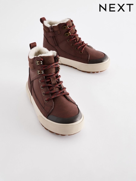 Tan Brown Standard Fit (F) Warm Lined High Top Boots (N98067) | AED92 - AED106