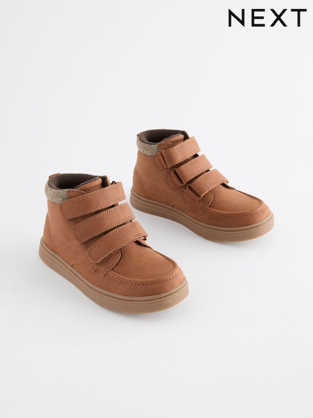 Tan Brown Wide Fit (G) 3 Strap Touch Fastening Smart Ankle Boots (N98071) | AED95 - AED109