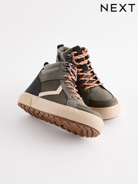 Khaki Standard Fit (F) Cleated High Top Boots (N98073) | kr434 - kr501