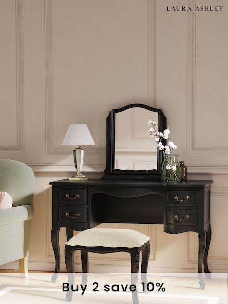 Laura Ashley Black Montpellier Dressing Table & Stool Set (N98076) | €1,128