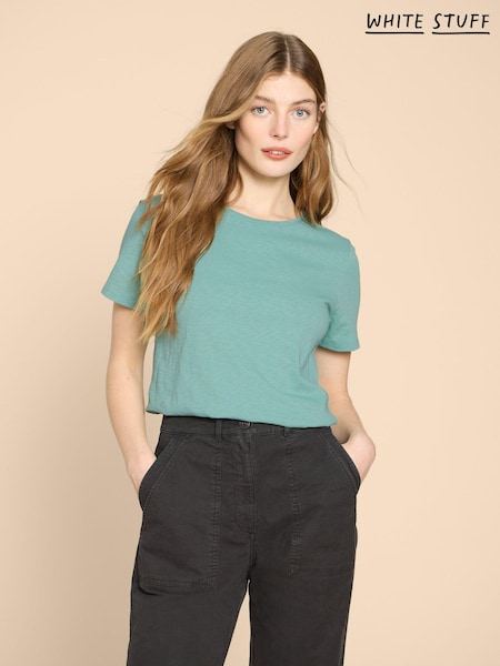 White Stuff Blue Abbie 100% Cotton T-Shirt (N98243) | 127 QAR
