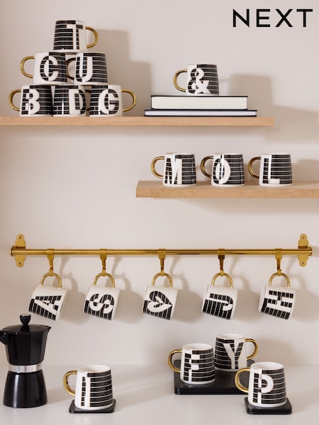Monochrome Alphabet Mug (N98253) | AED17
