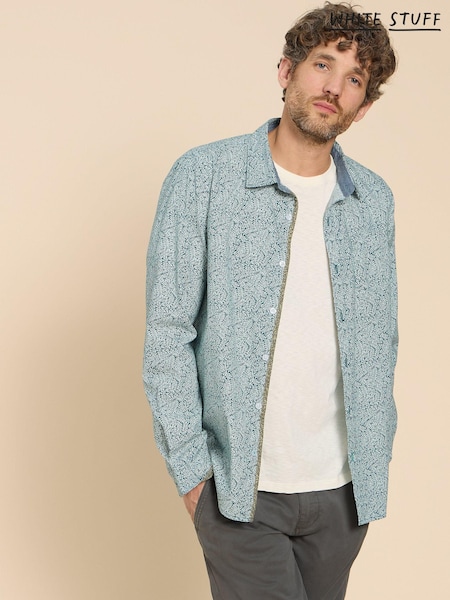 White Stuff Blue Basil Leaf Printed Shirt (N98258) | €34