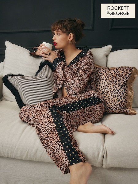 Rockett St George Leopard Satin Button Through Pyjamas (N98343) | €84