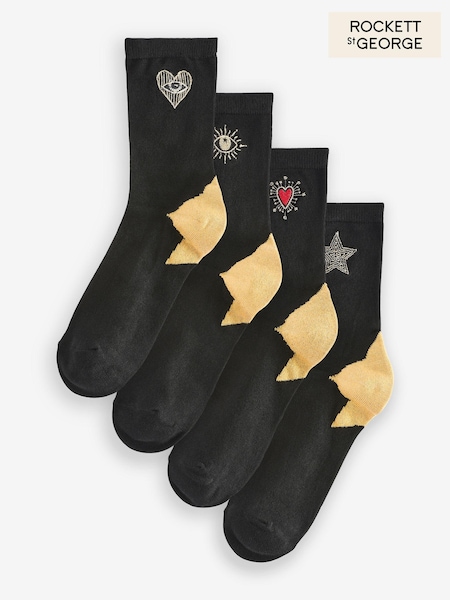 Rockett St George Black Socks 4 Pack (N98364) | €19.50