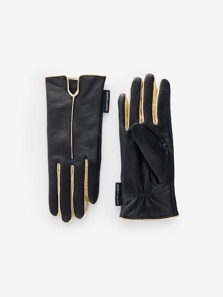 Rockett St George Black and Gold Leather Gloves (N98388) | €40