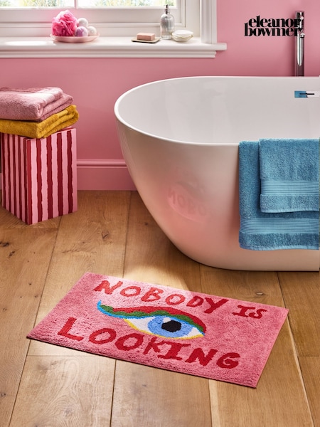 Eleanor Bowmer Pink Nobody is Looking Slogan 100% Cotton Bath Mat (N98689) | €33