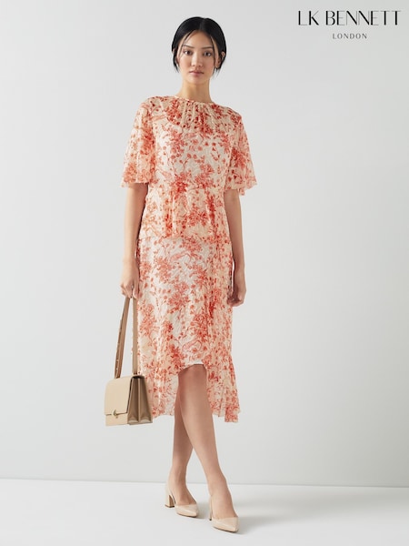 LK Bennett Thea Silk-Viscose Devoré Toile Print Dress (N98718) | €382