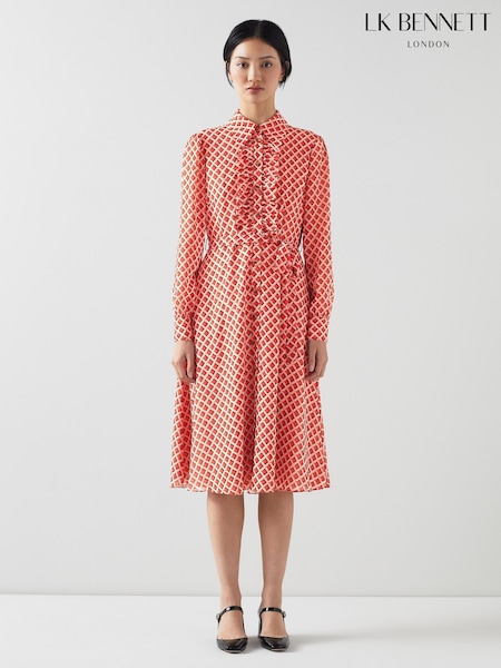 LK Bennett Ensor Graphic Print Shirt Dress (N98721) | 1,071 LEI
