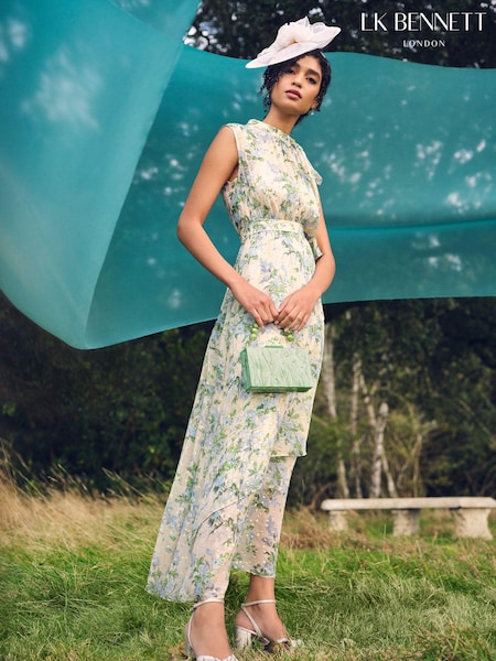 LK Bennett Robyn Neon Garden Print Silk Blend Dress (N98753) | €330